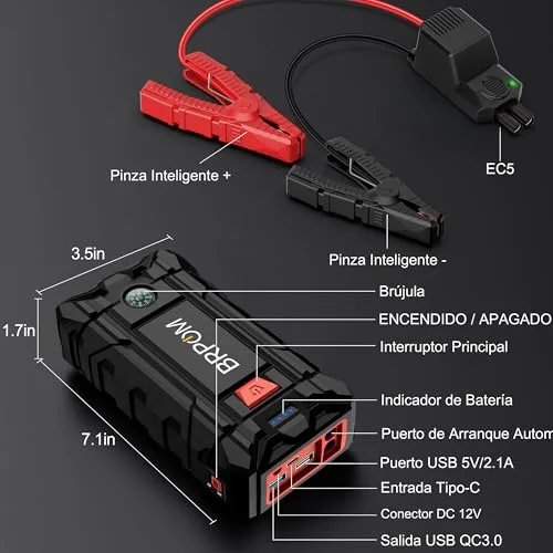 BRPOM ▫️ Arrancador de Automóveis, Arrancador de Baterias de Automóvel de 10 000 A, 12 V 6