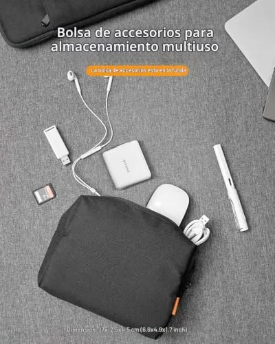Inateck ▫️ Bolsa de transporte para portátil de 14 polegadas com bolsa para acessórios, Preto 4