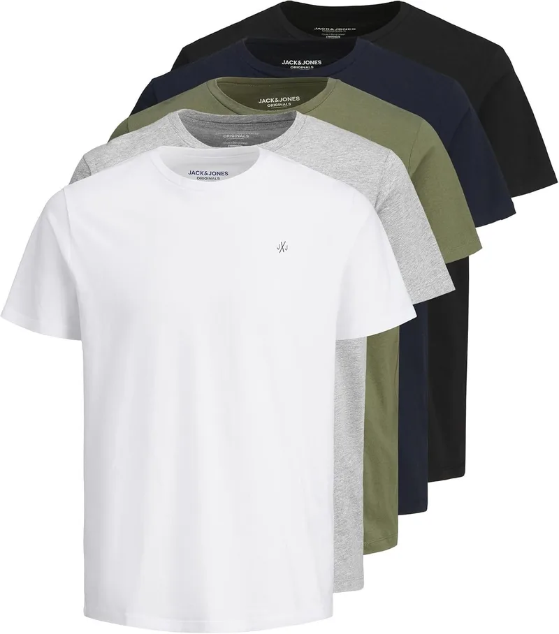 JACK & JONES ▫️ Conjunto de 5 T-shirts com logótipo e decote redondo