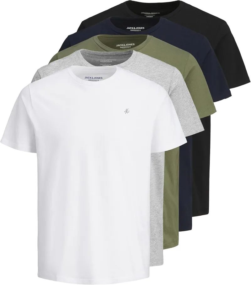 JACK & JONES ▫️ Camisola T-Shirt 5-Pack Logo O-Neck T-Shirt