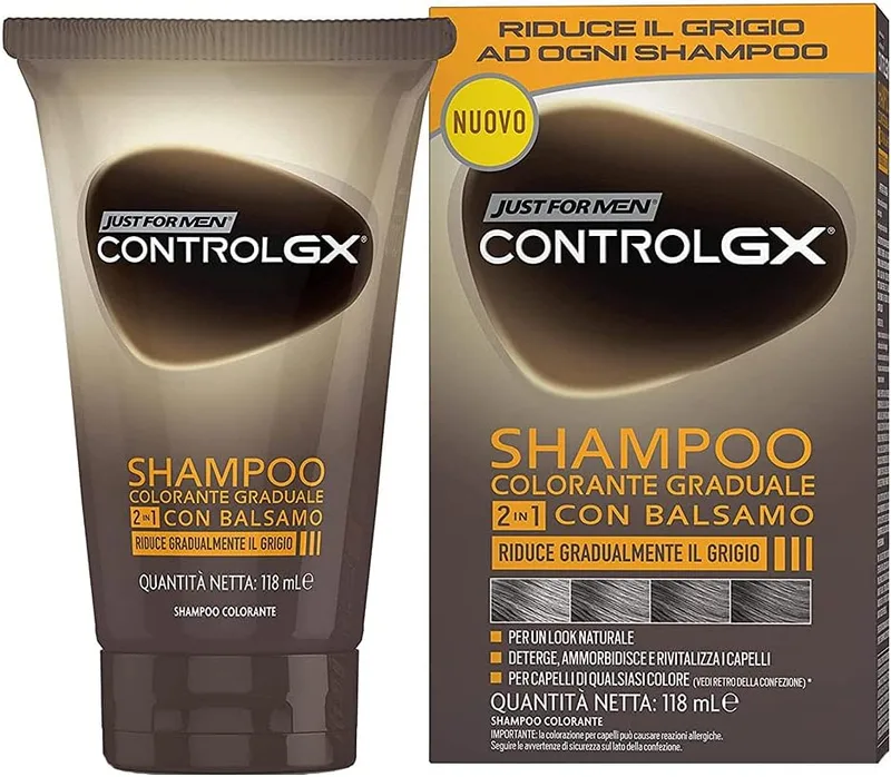 Just for men ▫️ Control GX Champô e Condicionador para Cabelos Brancos Masculinos, 118 ml