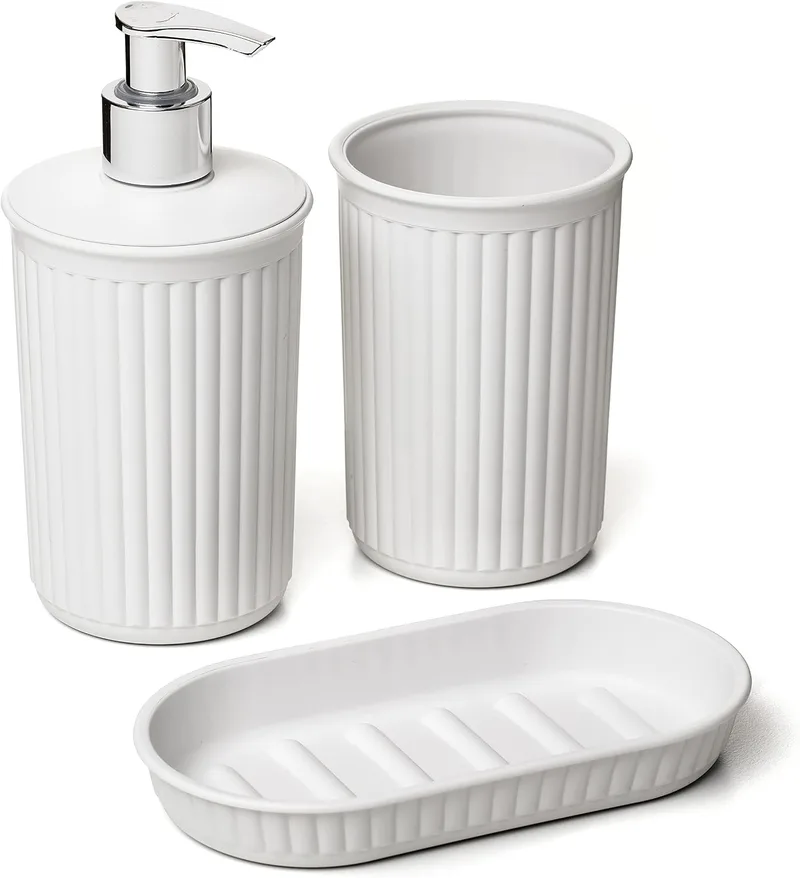 Tatay ▫️ Conjunto de casa de banho de mesa com dispensador sem BPA e saboneteira Baobab