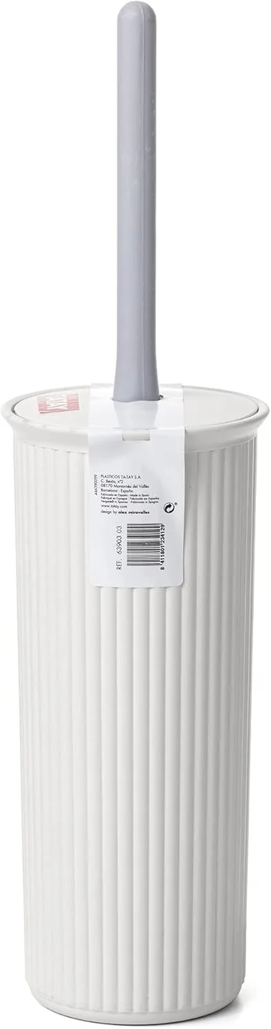 Tatay ▫️ Escova sanitária : Design compacto e funcional : Escovas sanitárias de plástico sem BPA : Fabricado em Espanha : 9,5 x 9,5 x 39,5 cm - Coleção Baobab - Branco