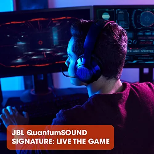 JBL ▫️ Quantum 350 Auscultadores para gamers com design de arnês e microfone Boom amovível, tecnologia QuantumSURROUND disponível para Windows e conectividade USB, preto 4