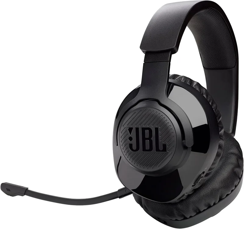 JBL ▫️ Quantum 350 Auscultadores para gamers com design de arnês e microfone Boom amovível, tecnologia QuantumSURROUND disponível para Windows e conectividade USB, preto