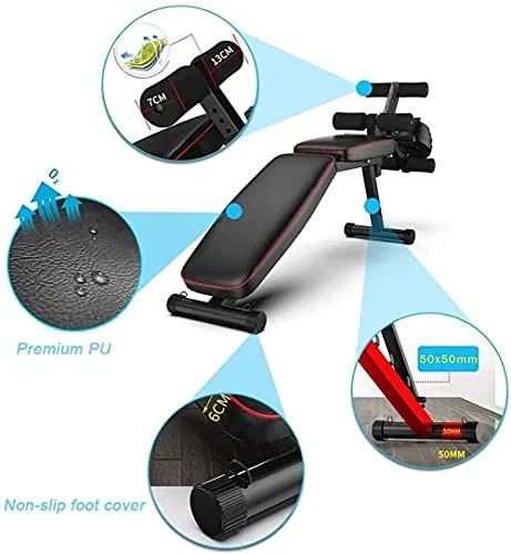 ilbcavne ▫️ Banco de pesos ajustável para fitness, banco de musculação multifunções para treino de corpo inteiro, encosto rebatível, carga máxima de 250 kg (132 × 113 × 46 cm) 6