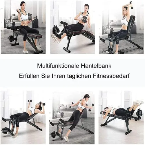 ilbcavne ▫️ Banco de pesos ajustável para fitness, banco de musculação multifunções para treino de corpo inteiro, encosto rebatível, carga máxima de 250 kg (132 × 113 × 46 cm) 7
