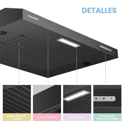 Comfee ▫️ ' SLIF17B-60, Exaustor de 60 cm, 200 m³/h, Preto 6