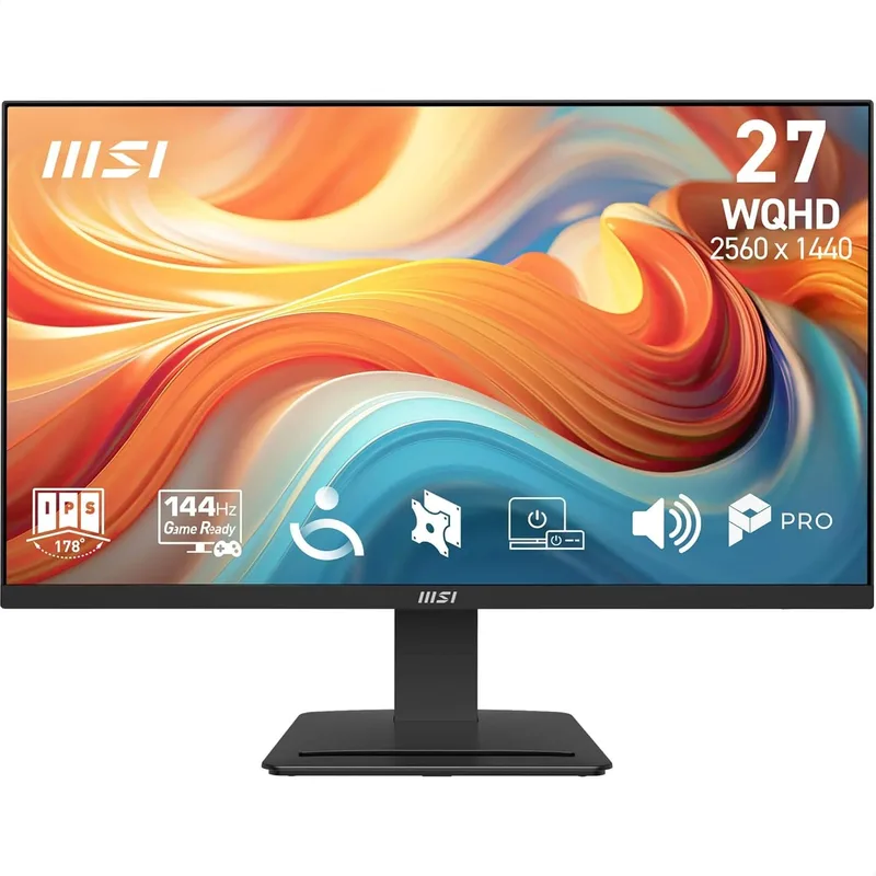 MSI ▫️ Pro MP273Q E14 - Ecrã profissional de 27" WQHD | Painel IPS 2560x1440, 144 Hz, 1 ms, compatível com VESA, HDMI, DisplayPort, Adaptive-Sync