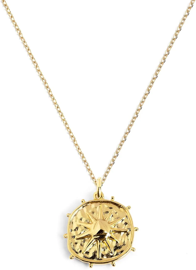 SINGULARU ▫️ Colar Solstice Lavande - Pingente em latão com acabamento banhado a ouro de 18 quilates ou ródio - Corrente de tamanho único - Joias para mulher - Vários acabamentos