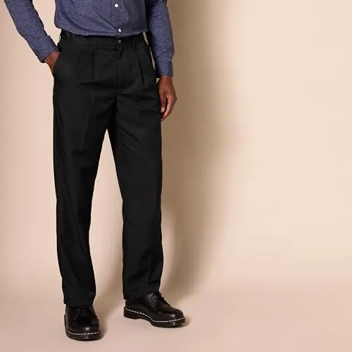 Amazon Essentials ▫️ Calças de fato para homem com pregas, cintura elástica e corte clássico 3