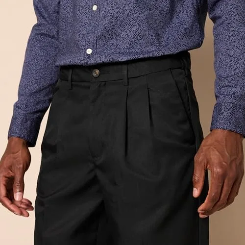 Amazon Essentials ▫️ Calças de fato para homem com pregas, cintura elástica e corte clássico 4