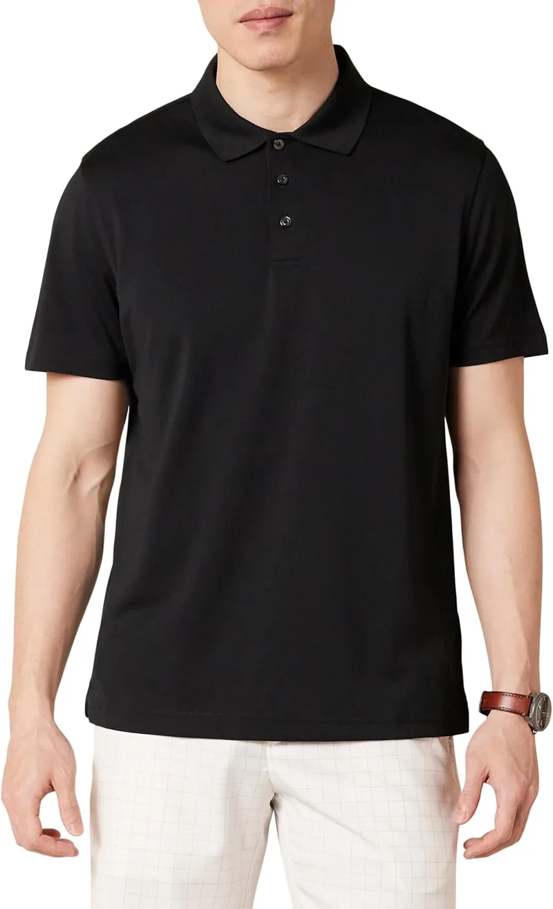 Amazon Essentials ▫️ Polo de golfe para homem, manga curta, corte justo, secagem rápida