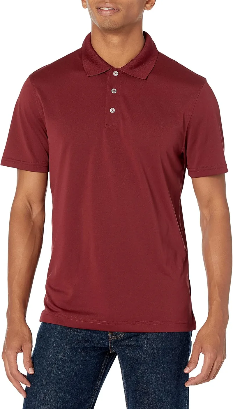 Amazon Essentials ▫️ Polo de golfe para homem, manga curta, corte justo, secagem rápida