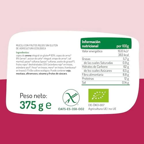 el Granero ▫️ Integral - Muesli de Frutos Vermelhos Sem Glúten Biológico - 375 g 2
