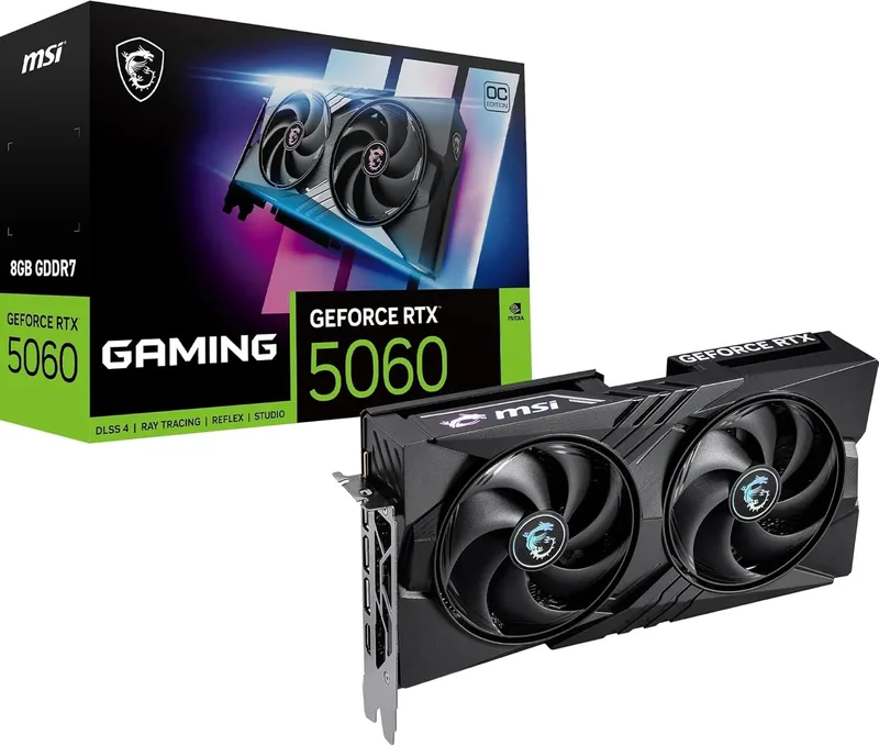 MSI ▫️ GeForce RTX 5060 8G Gaming OC, Placa gráfica - NVIDIA 5060, 8GB GDDR7, 28 Gbps, Pcie 5, Preto