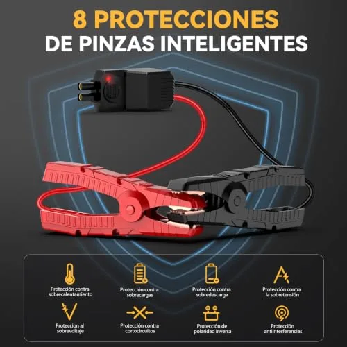 BRPOM ▫️ Arrancador de Automóveis, Arrancador de Baterias de Automóvel de 12 V (para 7,0 L a gasolina ou 5,5 L a gasóleo) Arrancador de emergência com lanterna LED de emergência, longa autonomia em espera, carregamento rápido 4