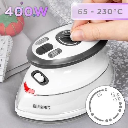 Duronic ▫️ Ferro de engomar de viagem SI3 WE Mini de 400 W com função de vapor, 110 V-230 V 3