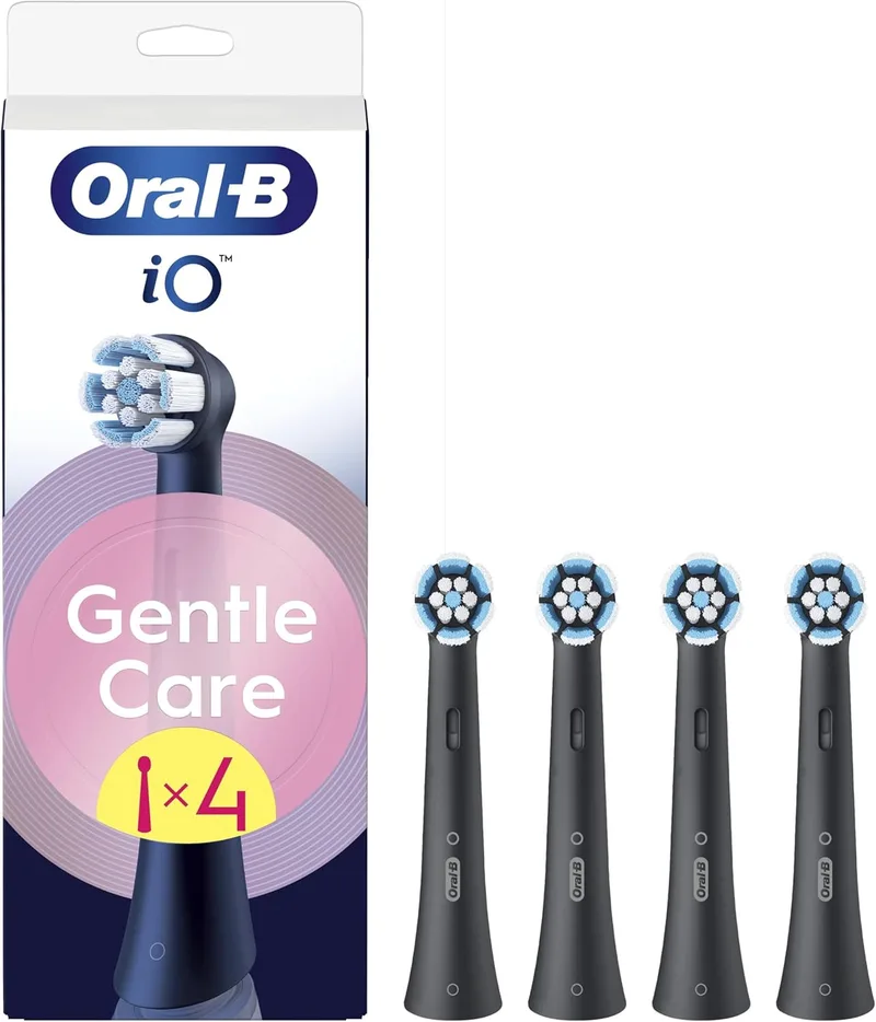 Oral-B ▫️ Series iO Gentle Care Original Replacement Brush Heads, Pack of 4 Black Refills for iO Electric Toothbrushes, Gentle Brushing, Suitable for Sensitive Gums