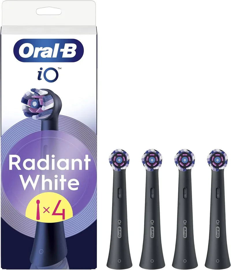 Oral-B ▫️ Series iO Radiant White Original Replacement Toothbrush Heads, 4-Pack of Black Refills for iO Electric Toothbrushes, Tooth Whitening, Stain Removal