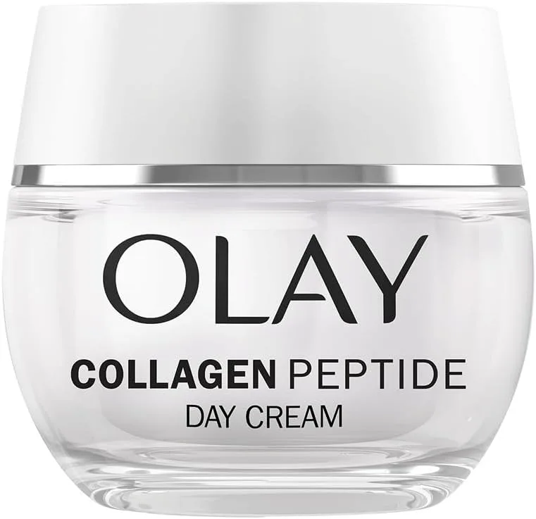 Olay ▫️ Collagen Peptide Day Cream Creme de rosto hidratante, com Niacinamida e Vitamina E. Cuidados com a pele bem envelhecida: Fortalece, restaura e hidrata, 50ml