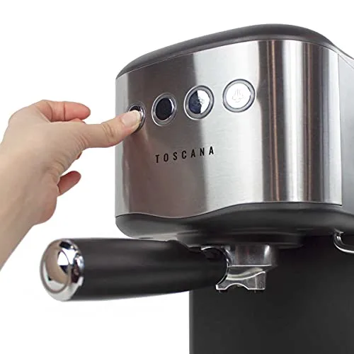 PRIXTON ▫️ Máquina de café automática Toscana para café expresso e adaptador para cápsulas, bomba italiana de 850 W e 20 bar de pressão, vaporizador 3