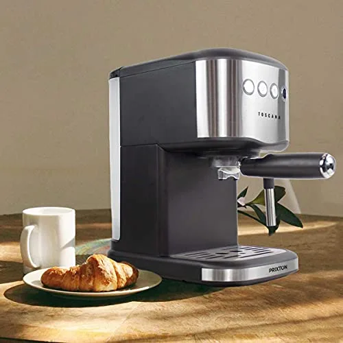PRIXTON ▫️ Máquina de café automática Toscana para café expresso e adaptador para cápsulas, bomba italiana de 850 W e 20 bar de pressão, vaporizador 6