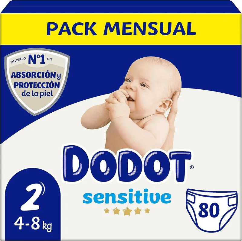 DODOT ▫️ Fraldas para Bebés Sensitive Tamanho 2, 80 fraldas, [diapersNappyWeight], O nosso n.º 1 em proteção da pele
