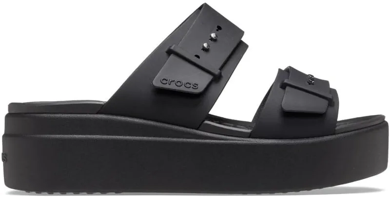 Crocs ▫️ Sandálias Brooklyn Buckle Low Wedge para mulher
