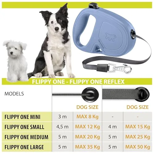 Ferplast ▫️ Trela retrátil para cães de grande porte Flippy One Cord L, corda extensível de 5 m, até 35 kg, preta 5