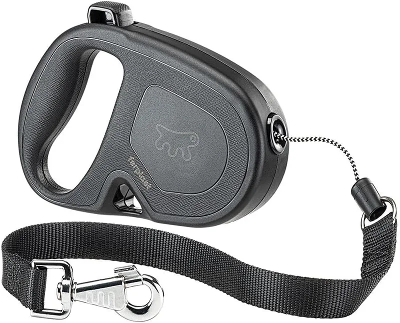 Ferplast ▫️ Trela retrátil para cães de grande porte Flippy One Cord L, corda extensível de 5 m, até 35 kg, preta
