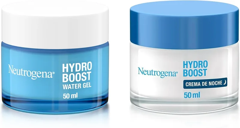 Neutrogena ▫️ Hydro Boost Facial Moisturising Routine com Water Gel (50 ml) e Night Cream (50 ml), conjunto de 2 hidratantes faciais para 24 horas de hidratação e regeneração com Ácido Hialurónico