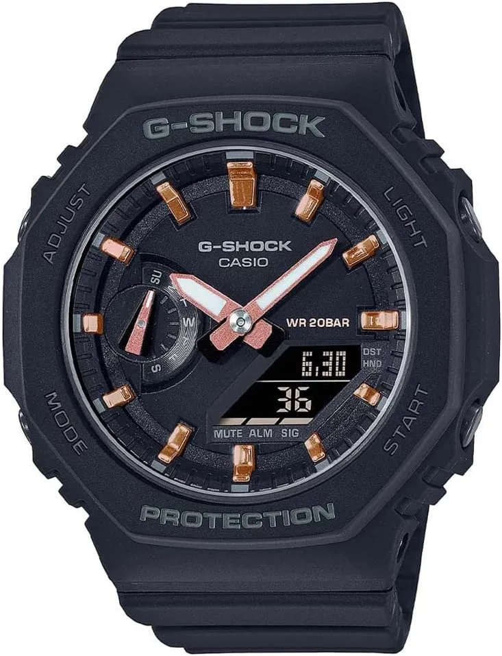 Casio ▫️ Relógio de quartzo unissexo, 46,00 mm, com mostrador analógico-digital preto e bracelete em resina preta GMA-S2100-1AER