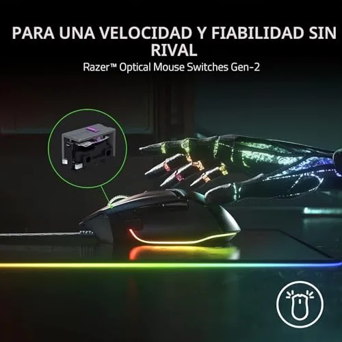 Razer ▫️ Basilisk V3 - Rato para jogos personalizável com fio (10+1 botões programáveis, roda inclinável Hyperscroll, 11 zonas de iluminação, interruptores óticos, sensor ótico) Preto 6