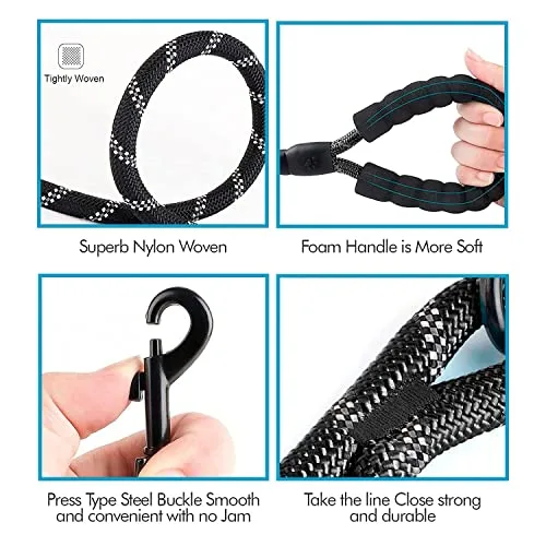 Edipets ▫️ Trela para cães, Trelas para cães, para cachorros, cães pequenos, médios e grandes, 1,2 m, 1,5 m, 2,2 m, Trela para treino de cães (120 cm, preta) 5