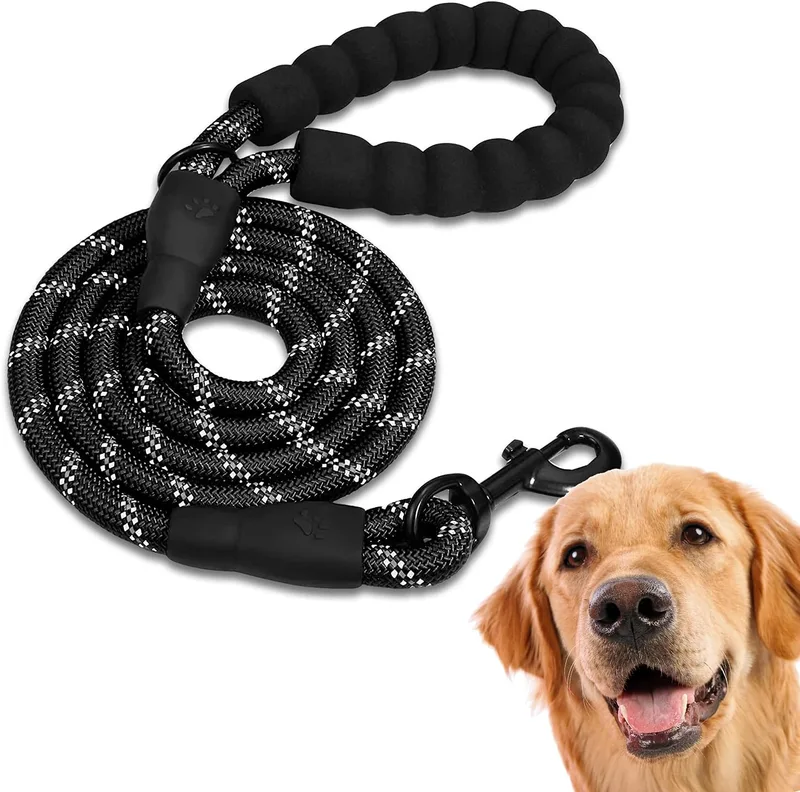 Edipets ▫️ Trela para cães, Trelas para cães, para cachorros, cães pequenos, médios e grandes, 1,2 m, 1,5 m, 2,2 m, Trela para treino de cães (120 cm, preta)