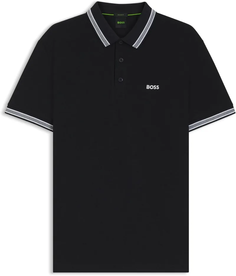 BOSS ▫️ Polo Regular Fit Pique com logótipo curvo Camisas Polo para homem
