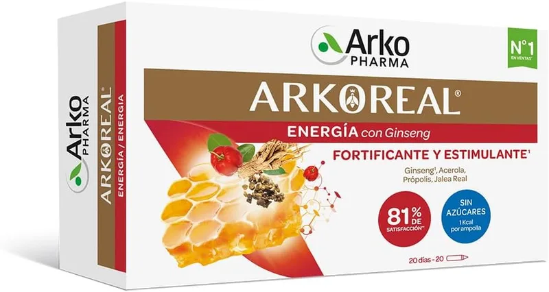Arkopharma ▫️ Arkoreal Geleia Real, Energia, Ginseng, Própolis, Acerola – 20 ampolas