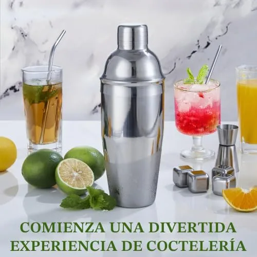KINGROW ▫️ Conjunto de coqueteleiras kit de barman em aço inoxidável com 23 peças, incluindo suporte acrílico e folheto de receitas de cocktails, utensílios profissionais de bar para preparar bebidas, para uso doméstico e em bares 6