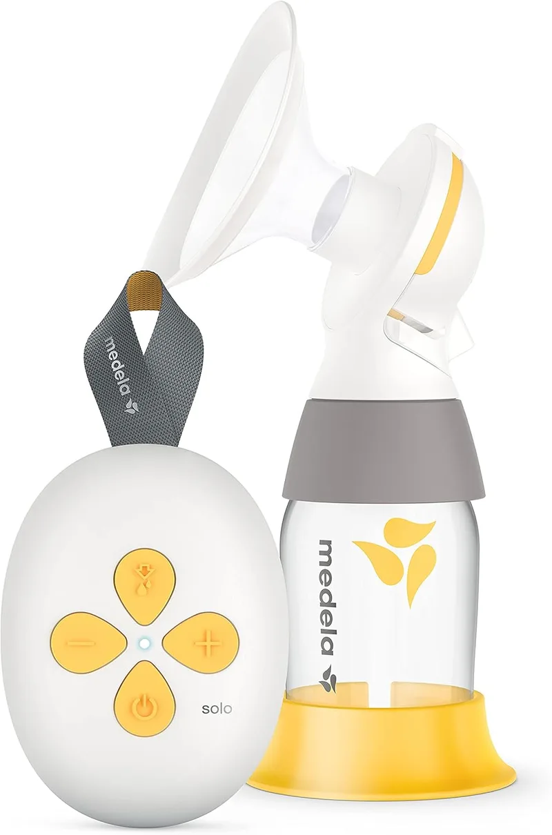 Medela ▫️ Solo - Bomba tira leite eléctrica, significativamente mais silenciosa, recarregável por USB, com proteção para o peito PersonalFit Flex e tecnologia de bombagem de 2 fases Branco (101041608)