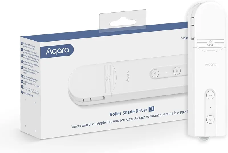 Aqara ▫️ Controlo de Cortinas Enroláveis E1, Requer HUB, Programação e Controlo por Voz, Bateria recarregável de longa duração, Compatível com HomeKit, Alexa, Google Assistant e IFTTT