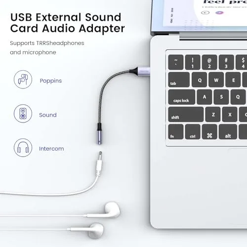 MOSWAG ▫️ Adaptador de áudio com placa de som externa USB-A para conector auxiliar estéreo de 3,5 mm. Compatível com auscultadores, PC, computador portátil, Linux, computador de secretária e PS4 2