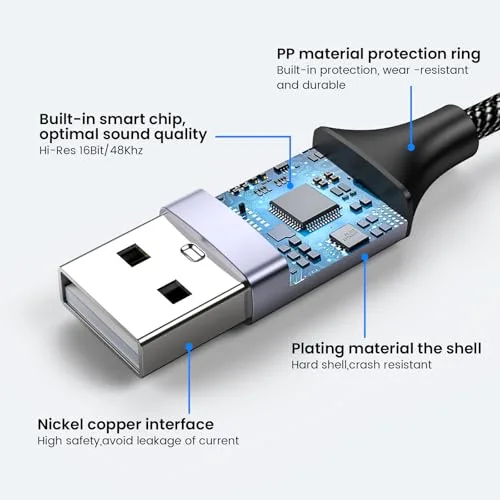 MOSWAG ▫️ Adaptador de áudio com placa de som externa USB-A para conector auxiliar estéreo de 3,5 mm. Compatível com auscultadores, PC, computador portátil, Linux, computador de secretária e PS4 6