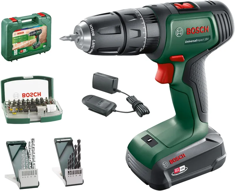 Bosch ▫️ Martelo perfurador a bateria UniversalImpact 18V (1 bateria, sistema de 18 V, em mala de transporte) – Edição Amazon