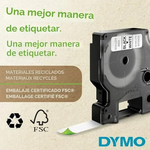 DYMO ▫️ Etiquetas originais D1 | impressão a preto sobre fundo branco | 12 mm × 7 m | etiquetas autoadesivas para impressoras de etiquetas LabelManager | 2 unidades 2