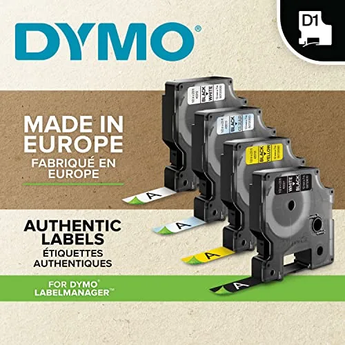 DYMO ▫️ Etiquetas originais D1 | impressão a preto sobre fundo branco | 12 mm × 7 m | etiquetas autoadesivas para impressoras de etiquetas LabelManager | 2 unidades 3