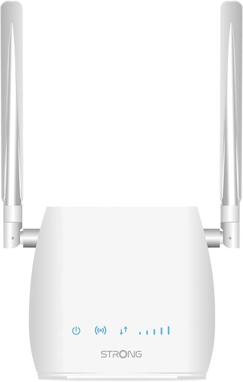 Strong ▫️ Router Wi-Fi 4G LTE 300M - até 150 Mbps 4G/300 Mbps Wi-Fi - 1 porta RJ45 - Funciona com qualquer tipo de SIM - Partilha da rede móvel - Antenas removíveis - Fácil de instalar - Branco
