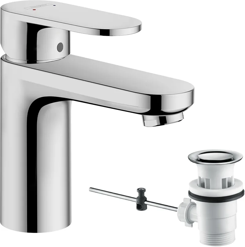 hansgrohe Vernis Blend - misturadora monocomando de lavatório com descarga automática, misturadora monocomando de lavatório de 88 mm, misturadora monocomando de lavatório economizadora de água (EcoSmart), cromada, 71551000