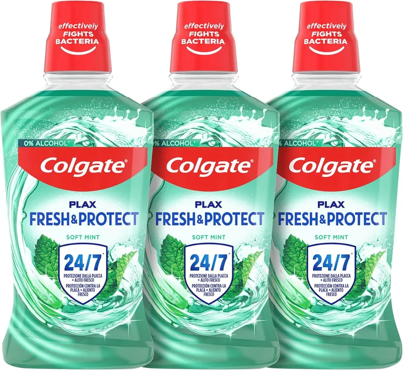 Colgate ▫️ Plax Multiprotection Mouthwash Pack 3 x 500 ml - Elixir bucal com flúor - Remove a placa bacteriana e proporciona uma proteção de 24 horas - hálito fresco