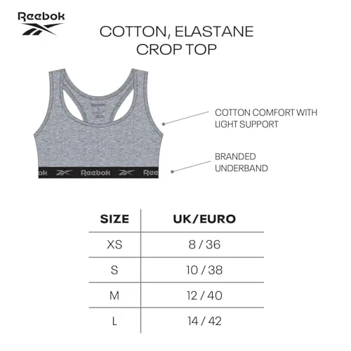 Reebok ▫️ Top Curto Frankie para Mulher, Conjunto de Sutiãs Desportivos com Costas em Forma de Nadadora 5